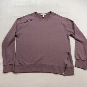 Cloak Men's Side Zip Crewneck Sweatshirt‎ Purple Mauve Cotton Blend Size Med